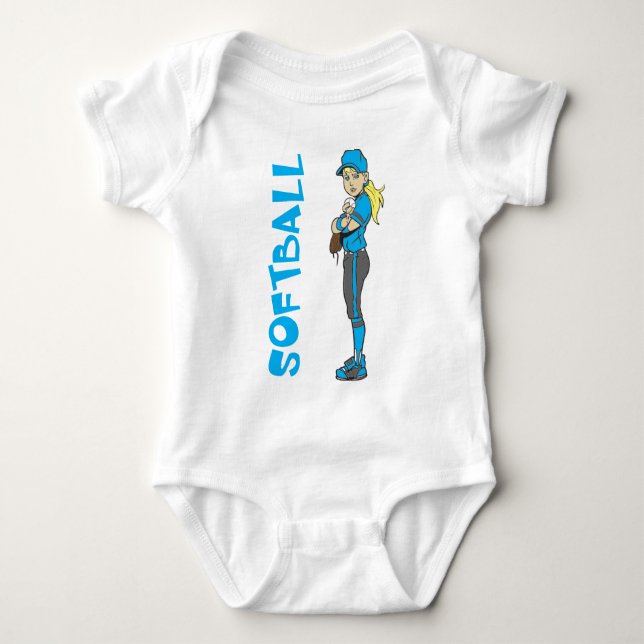BODY PARA BEBÊ TEXTO DA GAROTA DE SOFTBALL PITCHER (Frente)