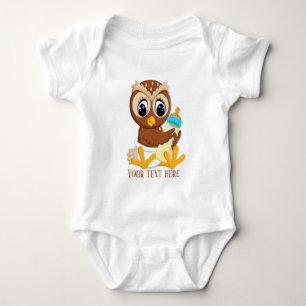 Body Para Bebê Texto de adição de coruja unisex