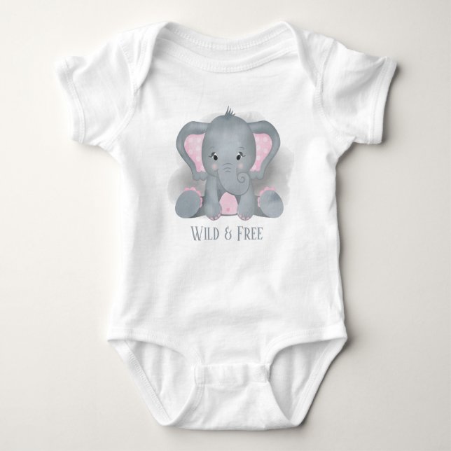 Body Para Bebê texto de adição de elefante unisex (Frente)