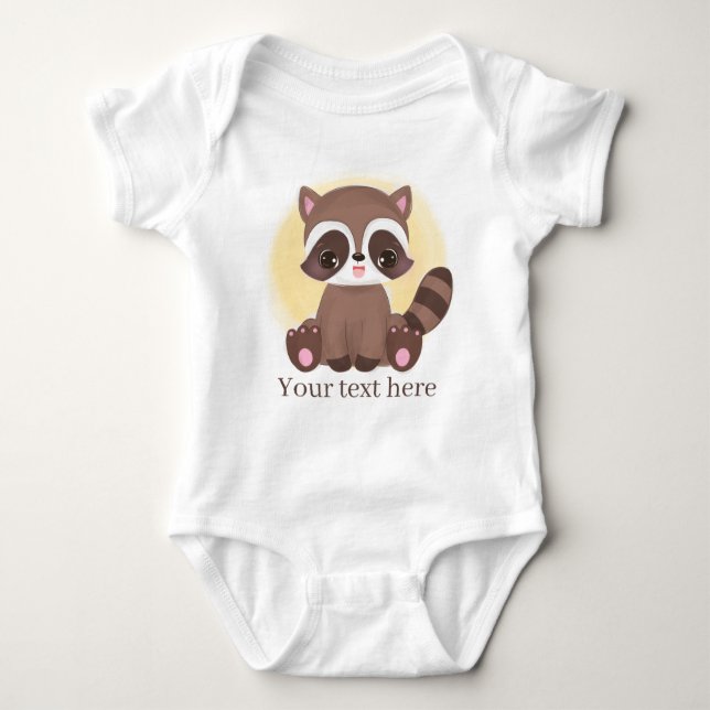 Body Para Bebê texto de adição de raccoon unisex (Frente)