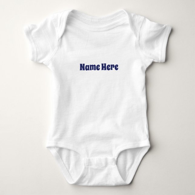 Body Para Bebê Texto de nome personalizado branco marinho azul (Frente)