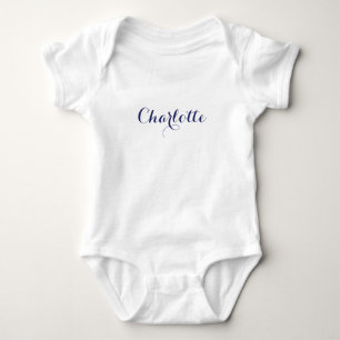 Body Para Bebê Texto de nome personalizado em branco marinho azul