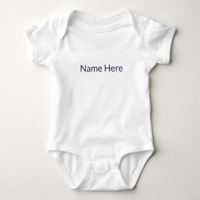 Body Para Bebê Texto de nome personalizado mínimo marinho azul br (Frente)