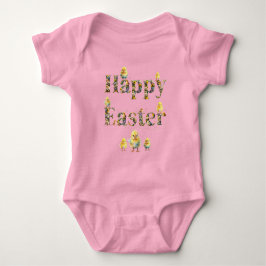 Body Para Bebê texto decorativo Feliz Páscoa Bebês Frangos