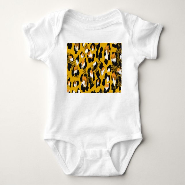 Body Para Bebê Texto do Leopardo Fundo de Impressão de Animais (Frente)