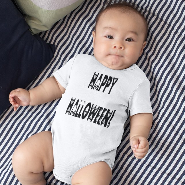 Body Para Bebê Texto do Skeleton Halloween (Skeleton Halloween Text Baby Bodysuit)