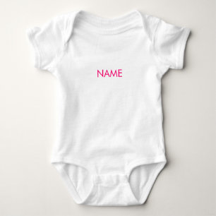 Body Para Bebê Texto fofo do nome personalizado rosa-quente de fú