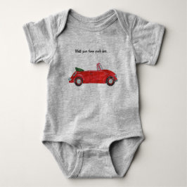 Body Para Bebê Texto personalizado bonitinho de carro vermelho fa
