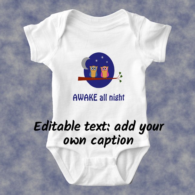 Body Para Bebê Texto personalizado do desenho animado noturno (Criador carregado)