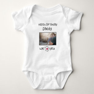 BODY PARA BEBÊ TEXTO PERSONALIZADO E FOTO DO PAI DE ANIVERSÁRIO F