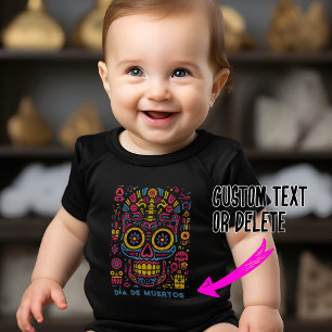 Body Para Bebê Texto personalizado 💀 estilo de rabisco Día de Mu