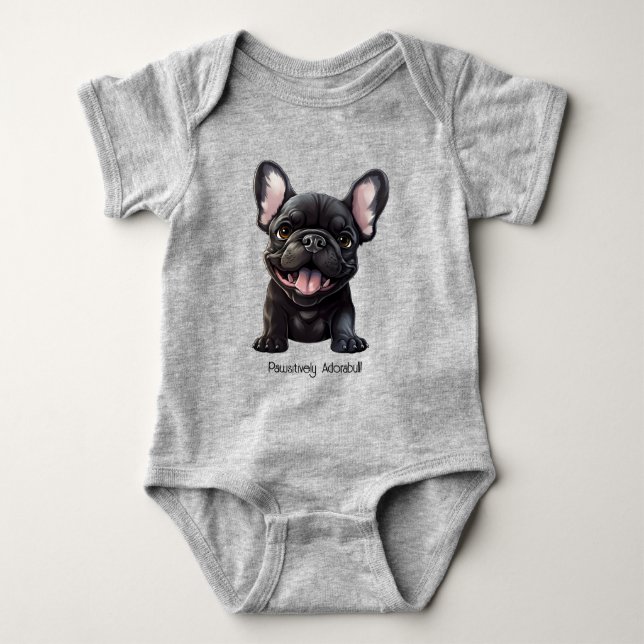 Body Para Bebê Texto personalizado 🐶 filhote francês (Frente)