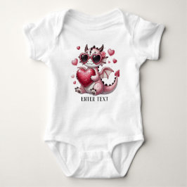 Body Para Bebê Texto Personalizado Menina T-Rex Dino Love