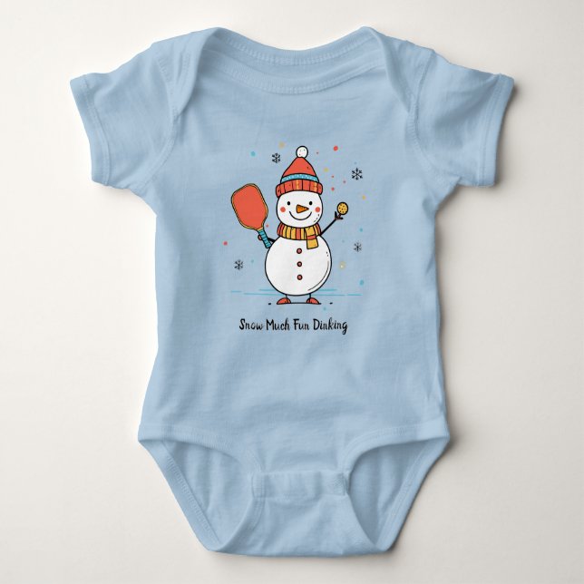 Body Para Bebê Texto personalizado Pickleball Snowman Cheer (Frente)