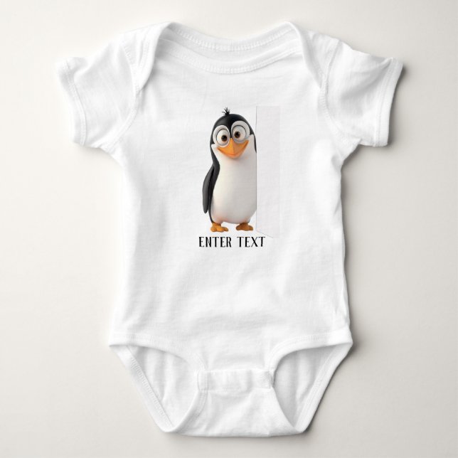 Body Para Bebê Texto Personalizado Pinguim Cujo Pinguim Peeking B (Frente)