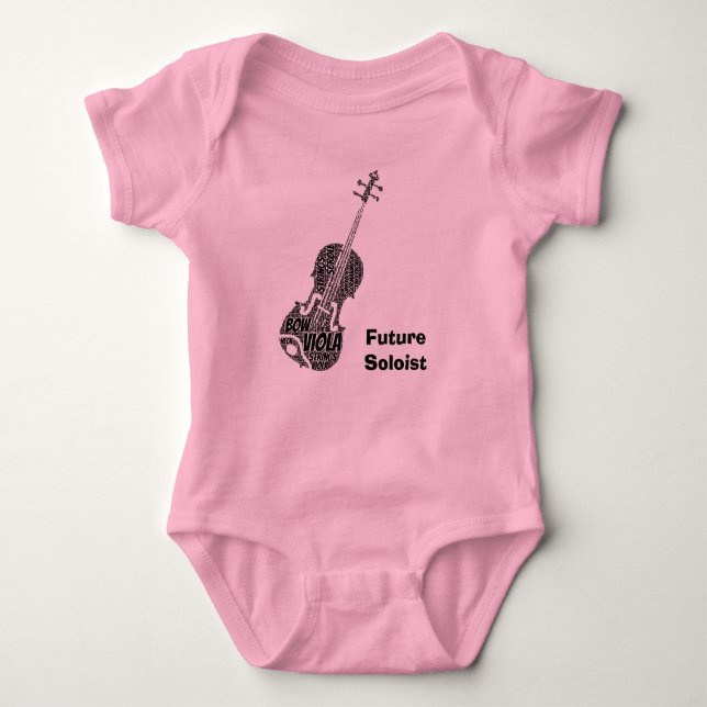 Body Para Bebê Texto Preto da Arte Palavra em Forma de Viola (Frente)