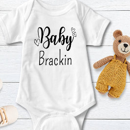 Body Para Bebê Texto Preto Personalizado para Bebê Unisex