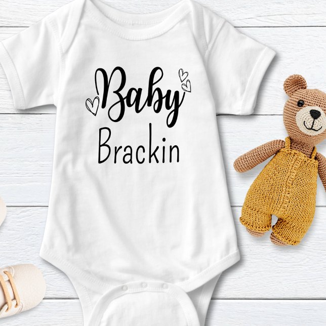 Body Para Bebê Texto Preto Personalizado para Bebê Unisex (Criador carregado)