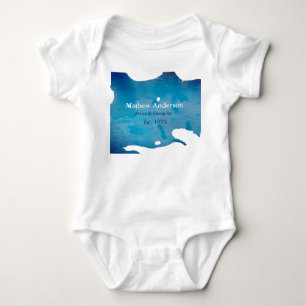 Body Para Bebê textura de jeans aguarela rústica azul adicionar n