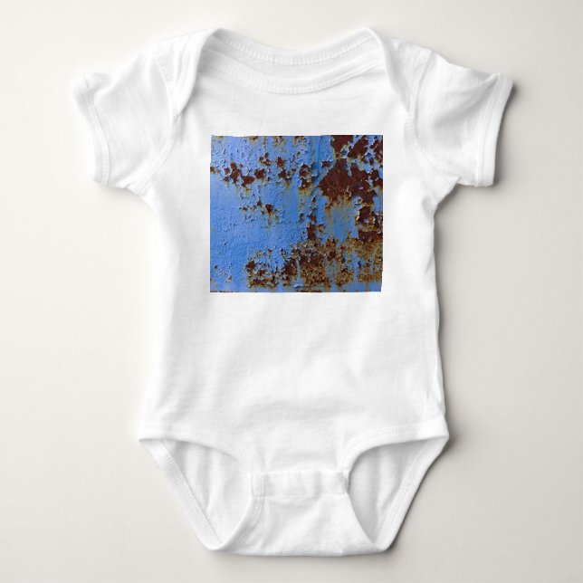 Body Para Bebê Textura de metal e tinta azul. (Frente)