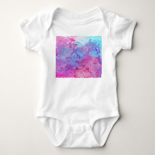 Body Para Bebê Textura rosa-azul criativa, manchas de tinta.