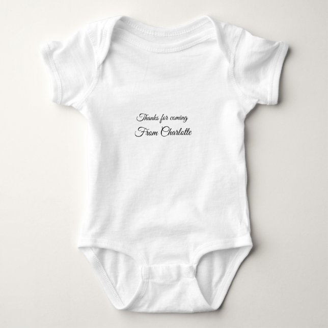 Body Para Bebê thanks for coming add name text message  (Frente)