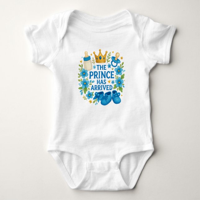 Body Para Bebê The Prince Has Arrived,Royal Baby Boy Bodysuit (Frente)