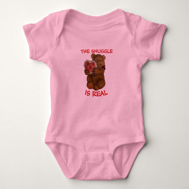 Body Para Bebê The Snuggle is Real  Teddy Bear and Heart Baby Bod (Frente)