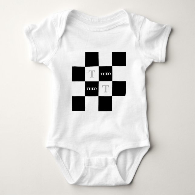 Body Para Bebê Theo Nome personalizado T-Shirt Unisex Chá de fral (Frente)