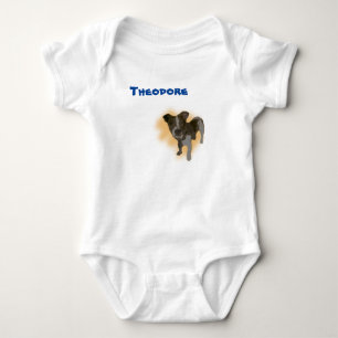 Body Para Bebê Theodore Nome Com Jack Russell, Bodysuit De Bebê