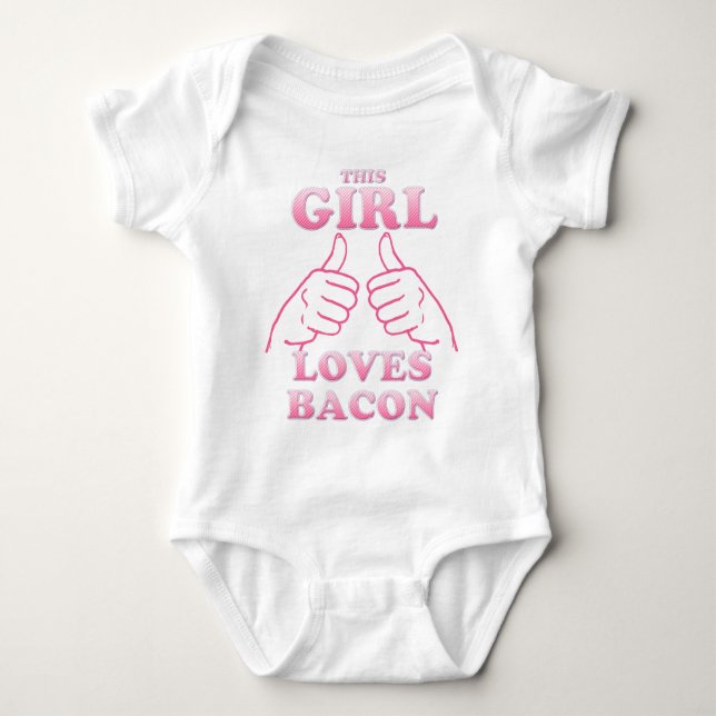 Body Para Bebê This GIRL Loves Bacon in Pink (Frente)
