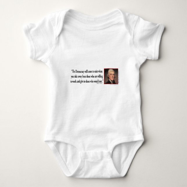 Body Para Bebê Thomas Jefferson Sobre Democracia (Frente)