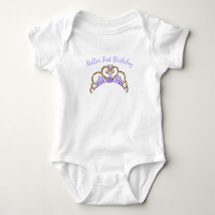 Body Para Bebê Tiara de Primeiro Aniversário Personalizável