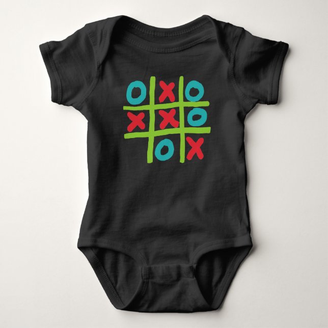 Body Para Bebê Tic-tac-toe Noughts e Cruzes (Frente)