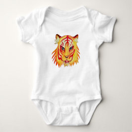 Body Para Bebê Tiger Drawing Baby Jersey Bodyfato, Branco