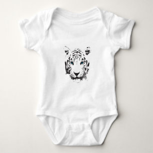 Body Para Bebê Tigre branco com olhos azuis