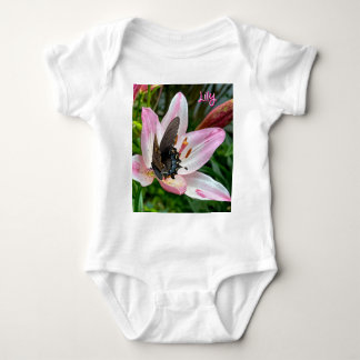 Body Para Bebê Tigre branco rosa Lilly Flower Blue Butterfly Nome