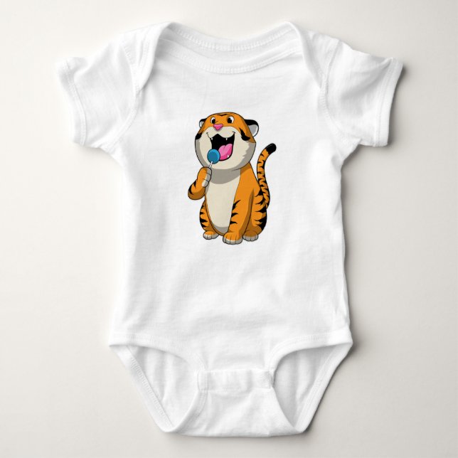 Body Para Bebê Tigre com pirulito (Frente)