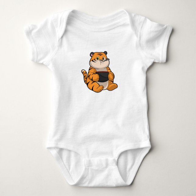 Body Para Bebê Tigre comendo com a bola (Frente)