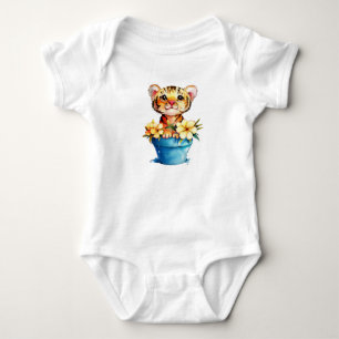 Body Para Bebê Tigre de Aquarela Adorável É um Menino