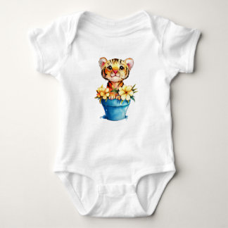 Body Para Bebê Tigre de Aquarela Adorável É um Menino