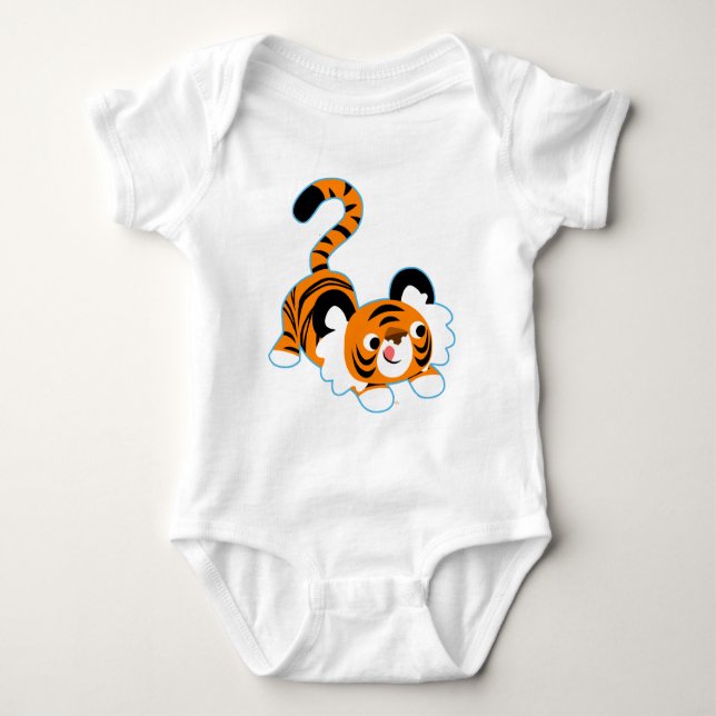 Body Para Bebê Tigre De Cartoon Bonito Pronto Para Tocar Roupa Be (Frente)