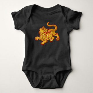Body Para Bebê Tigre de Padrão Dourado Faux
