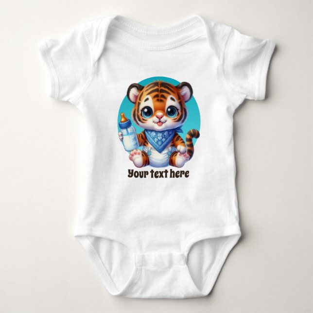 Body Para Bebê Tigre de rapazes personalizáveis de animais lindos (Frente)