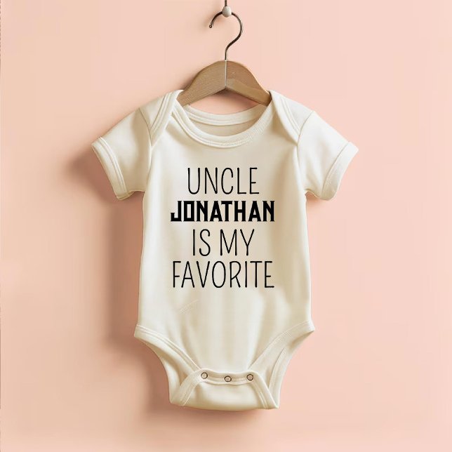 Body Para Bebê Tio é meu engraçado da moda neutro em termos de gê (Uncle Is My Favorite Funny Trendy ﻿Gender Neutral Baby Bodysuit)