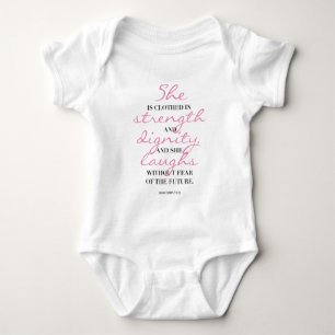 Body Para Bebê Tipografia cristã. 31:25 dos provérbio. Ri