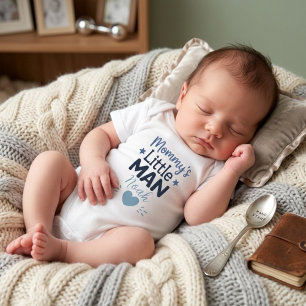 Body Para Bebê Tipografia de Bebê Azul Bonito do Pequeno Homem da