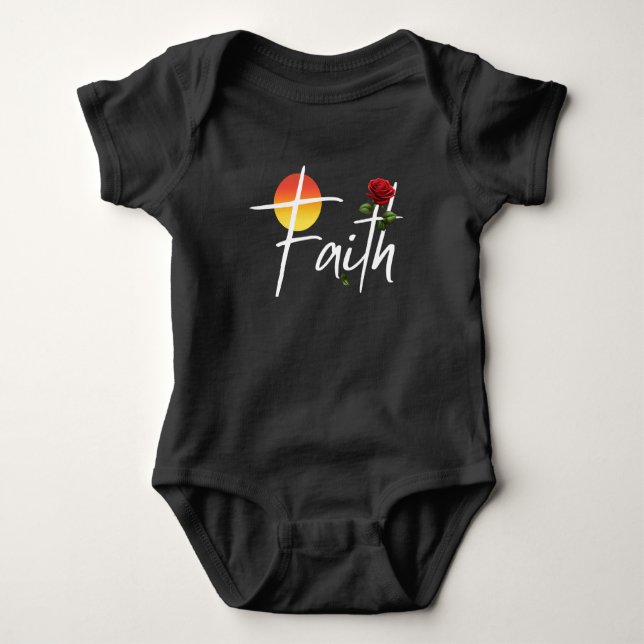 Body Para Bebê Tipografia de Fé com Rosas (Frente)
