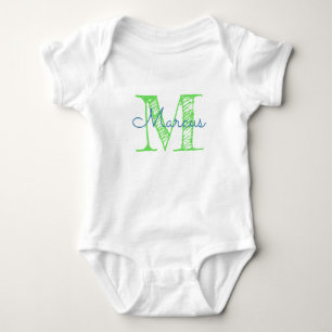Body Para Bebê Tipografia de Monograma Personalizado Nome