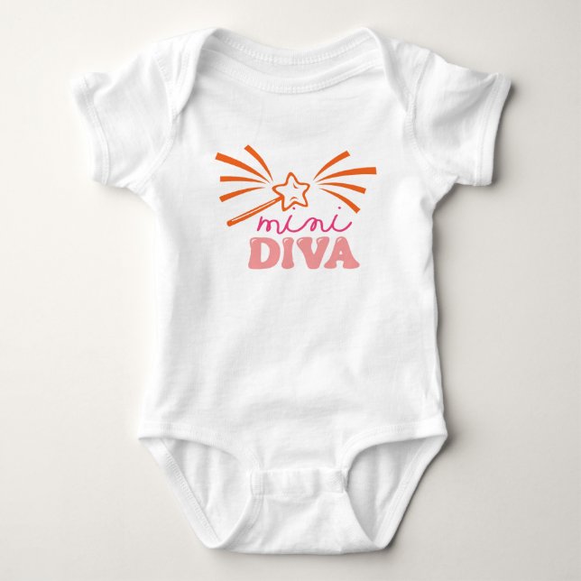 Body Para Bebê Tipografia Mini Diva Cute Baby Girl (Frente)